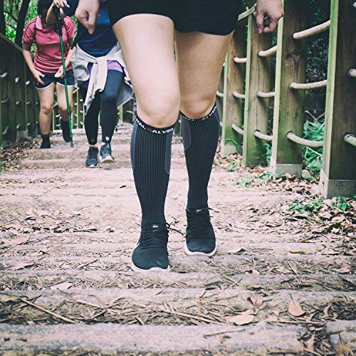Vital Salveo- Graduated Compression Socks Sports Recovery Stockings(1 Pair) - color: Black with Stripe, size: M
