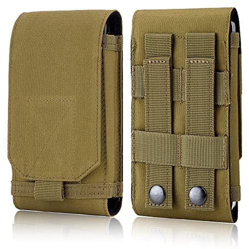 Tactical Molle Phone Holster Pouch, Universal Belt Waist Bag for iPhone 18 Pro Max/17 Pro/17/16 Pro Max/15 Pro Max/14 Pro Max/13, Samsung S26 Ultra/S25/S24, Size L - color: Khaki(1 Pack)