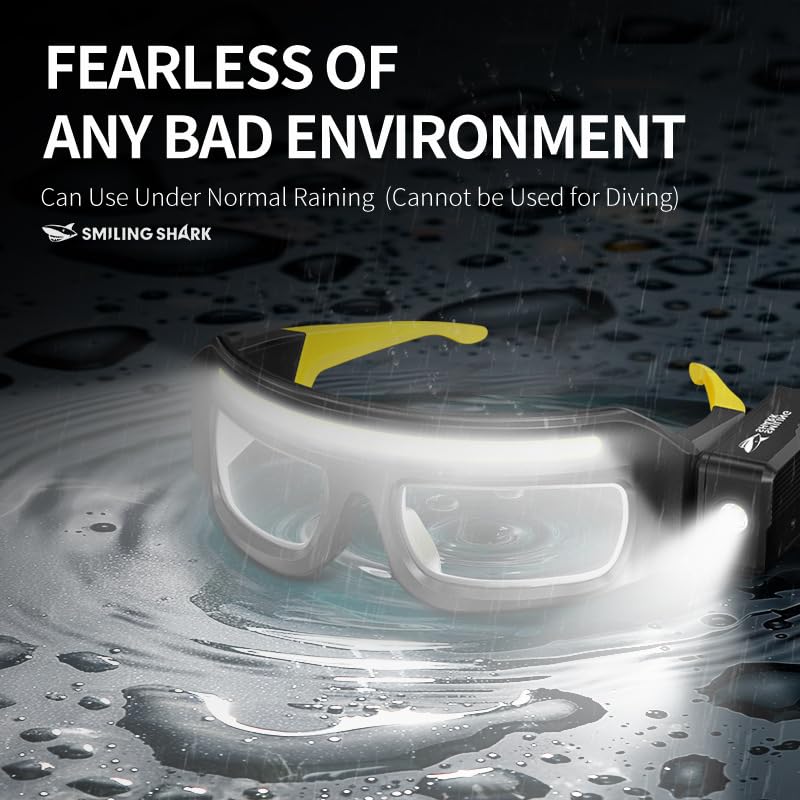 LED Glasses Rechargeable Headlight with Motion Sensor and Touch Control, 5 Modes USB C Lighted Glasses for Night Running,Camping, Fishing, Cycling, Hiking, Hands-Free Lighting (Yellow) - color: Yellow