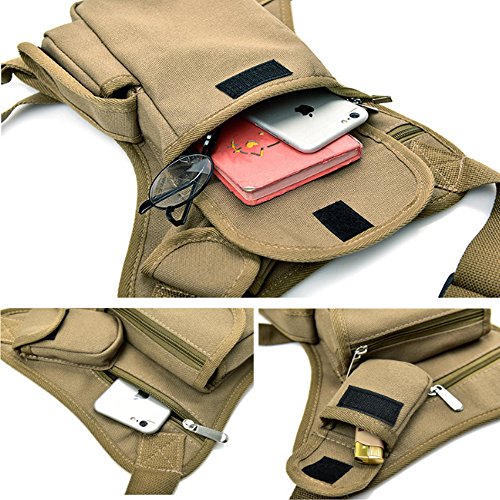 Small Multi-Purpose Drop Waist Leg Bag Canvas Hip Molle Pack Sport Camping Hiking Motorcycle Racing Pouch Black - color: Black