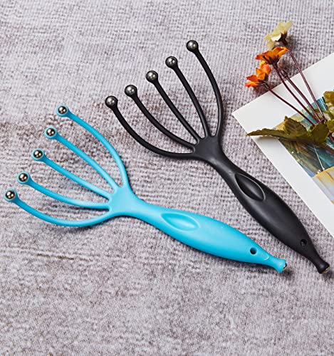 Head Massager,Protable Handheld SPA Scalp Massage Tool for Deep Relaxation & Stress Reduction Wet and Dry in The Office Home SPA (2-Pack) (Black Blue) - color: Black Blue