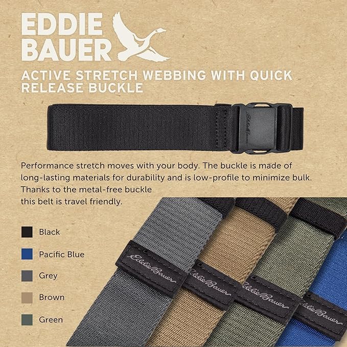 Eddie Bauer Trail Belt Active Stretch Webbing with Quick Release Buckle - color: Black Camo