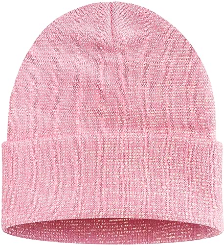 ATNKE LED Lighted Beanie Hat,USB Rechargeable 4 LED Red and Blue Flashing Running Headlamp Cap Gifts for Men and Women - color: #Blended Pink Goldwire