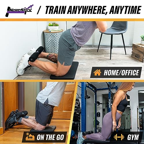NordStick Nordic Hamstring Curl Strap - Original Nord Stick Exercise Set for Home and Travel - 5 Second Set Up - style: Nordstick - Black, Grey