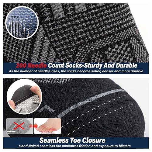 Hylaea Compression Ankle Socks for Running Athletic, Moisture Wicking - color: Black 6 Pairs, size: Small