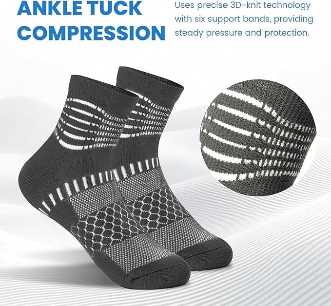 IRAMY Ankle Compression Socks Women Men Plantar Fasciitis Relief 3/5 Pairs - color: Black(3 Pairs), size: Medium