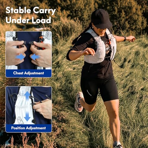 Haimont 10L Trail Running Hydration Vest with Soft Flasks - color: White, size: Small