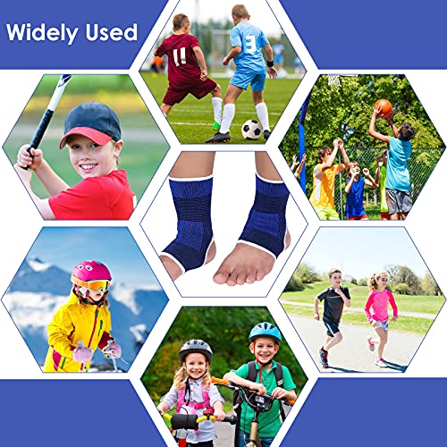 Haysandy 4 Pcs Kids Ankle Brace Support, Dark Blue, 10-15 Years - color: Dark Blue, size: 10-15 Years