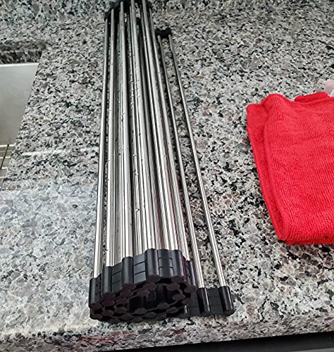 Ahyuan Roll up Dish Drying Rack Over The Sink Kitchen Roll up Sink Drying Rack Portable Dish Drainer Foldable Dish Drying Rack (Black, 20.5''X19.7'') - color: Black, size: Rectangle 20.5 inches x 19.7 inches