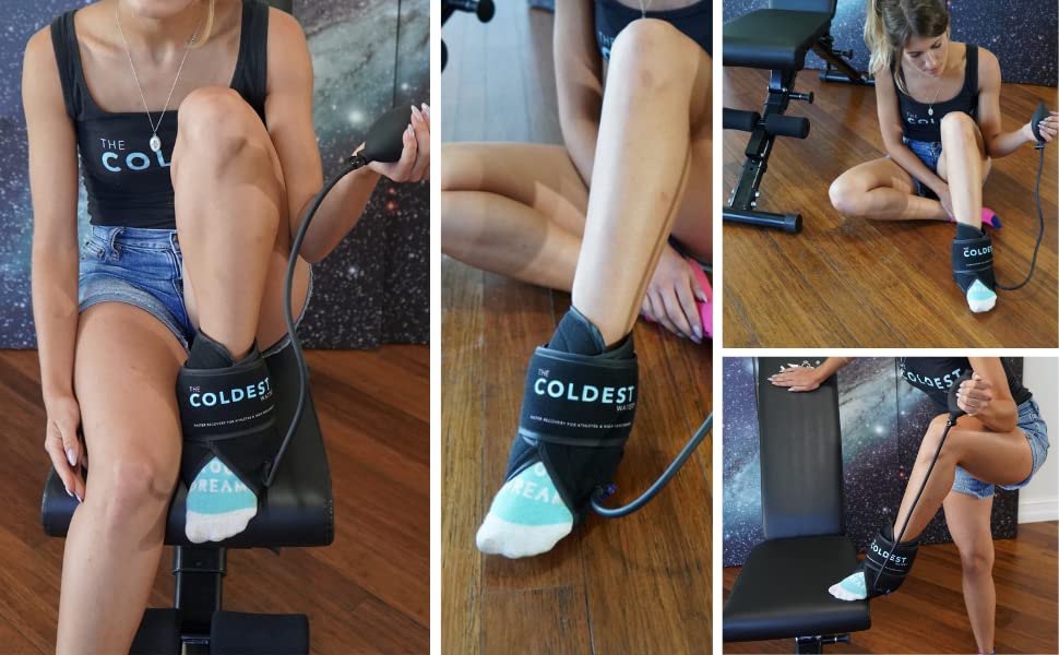 THE COLDEST Ankle Ice Pack - Ice Wrap w/Cold Gel Pack & Air Compression - Faster Recovery Ankle Sleeve Compression Support for Achilles Tendon Injuries, Plantar Fasciitis, Swelling, & more