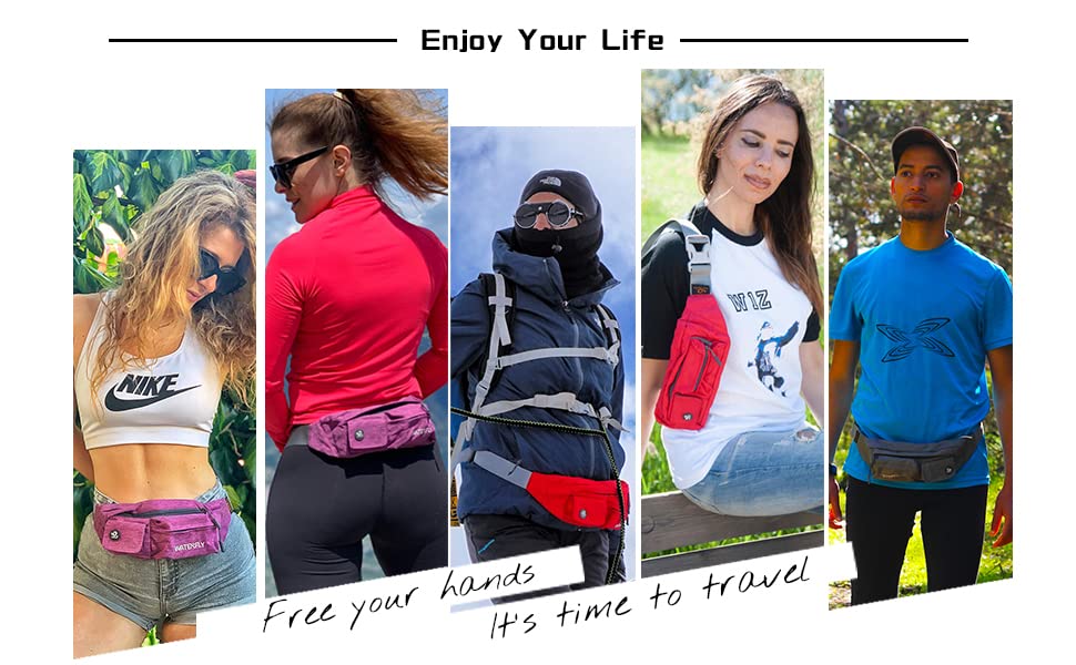 WATERFLY Small Fanny Pack for Women Men, Crossbody Travel Waist Bag - color: Peacock Blue