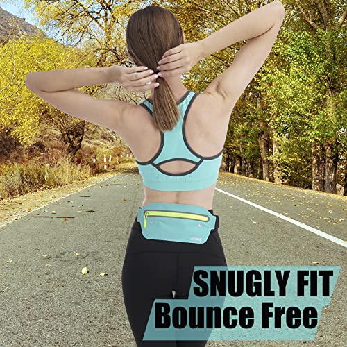 USHAKE Slim Running Belt Waist Pack, Ultra Light Bounce Free for Workout - color: Mint Blue