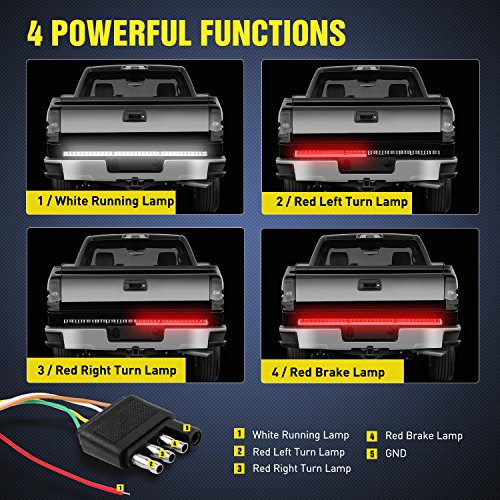 Nilight 60 Inch Truck Tailgate Light Bar Double Row 264 LEDs - color: Tailgate Red White