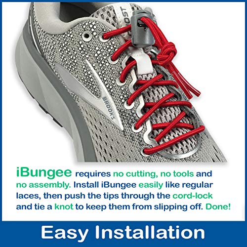 IBUNGEE LACES (Elastic No Tie Shoelaces (Made in the USA) - color: Red, size: 22-inch