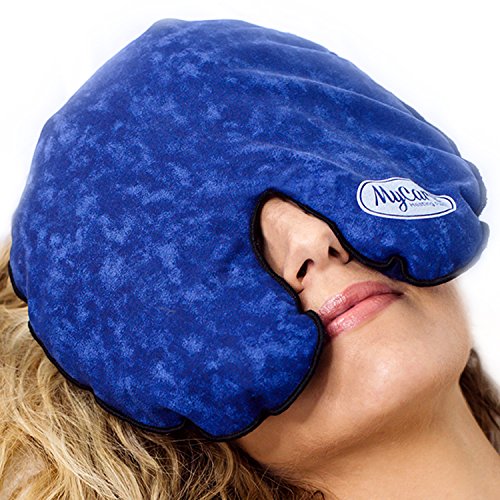 Hot Cold Face Mask with Washable Cover – Reusable Natural Relief for Migraine, Sinus, Headache, and Stress - color: Blue