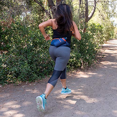 Nspire Hydration Waist Pack Bottle with 18oz Flask and Storage Area – Running, Hiking, Walking, Camping, Cycling, True Navy/Tigerlily
