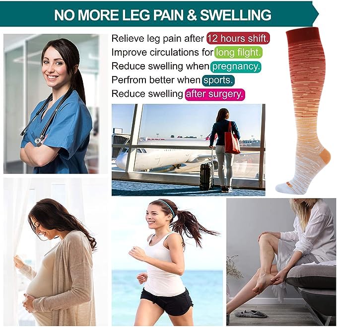 LEVSOX Compression Socks Women and Men, 20-30mmHg, Best for Nurses, Travel, Pregnancy - color: 4 Pairs Tie Dye 2, size: Large