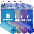 YQXCC 4 Pack Cooling Towels, 40"x12", Ice Cool Towels for Neck & Face - color: Dark Blue, Light Blue, Light Gray, Purple