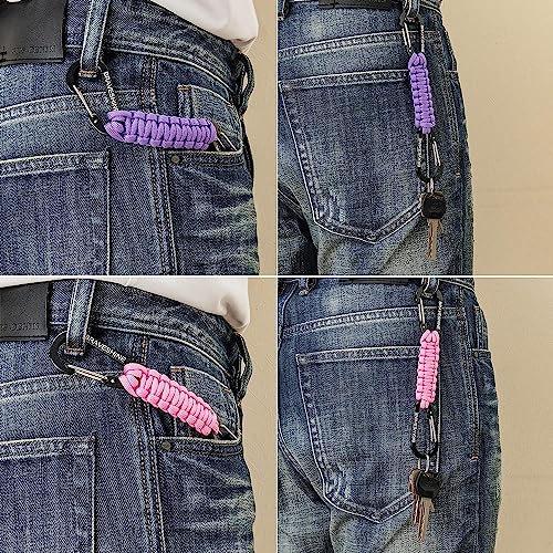 BRAVESHINE Paracord Keychain Carabiner Clip | D Ring Hanger Lanyard Hook - color: Purple