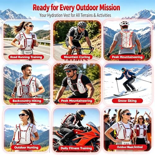 Lightweight Running Hydration Vest 2L Water Bladder for Women Men - color: White with Red, size: Vest + 2L Bladder