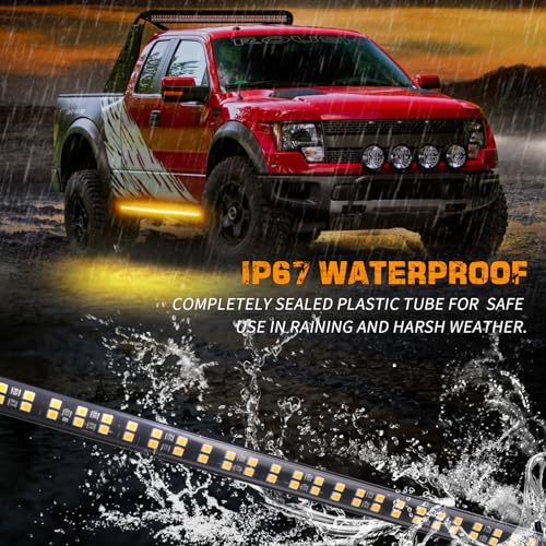 XRIDONSEN 2PCS 60 inch Running Board Strobe Lights Amber Lights for Trucks - color: Amber