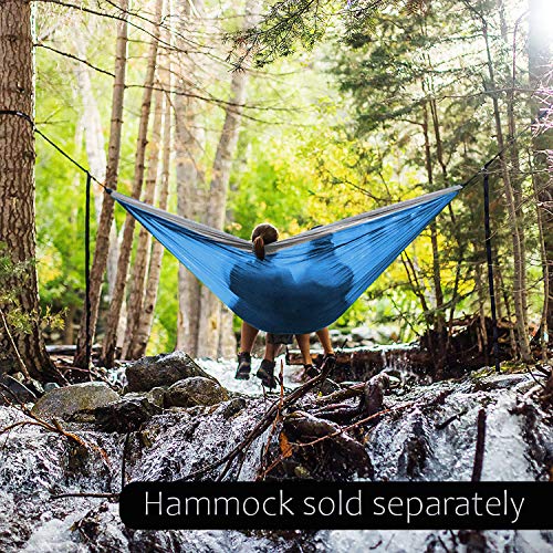 Hammock Straps and Carabiners Set | 22 Feet Total, 44+2 Loops | 1200lbs Breaking Strength (500lbs Rated) | Non-Stretch, Lightweight, Portable - Quick Setup | Heavy Duty, Tree Friendly - size: 11 Feet.