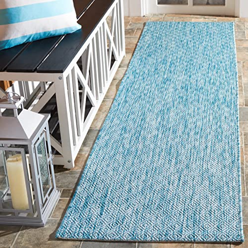 SAFAVIEH Courtyard Outdoor Runner Rug 2'3"x6'7", Modern Aqua CY8520-37122 - color: Aqua, size: 2'3" x 6'7" (Runner)