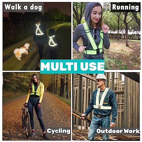 16PC Reflective HiVis Safety Vest Straps Construction Running Gear XXL - color: 16pc-yellow, size: XX-Large