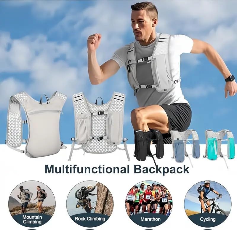 Sports Running Vest - Lightweight Breathable Anti-Bounce Storage Gear with Compartments for Trail Running Outdoor Sports
