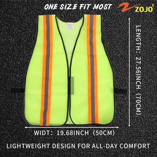 zojo High Visiblity Reflective Mesh Safety Vest Bulk 10 Pack - color: 10pcs-fluorescent Yellow