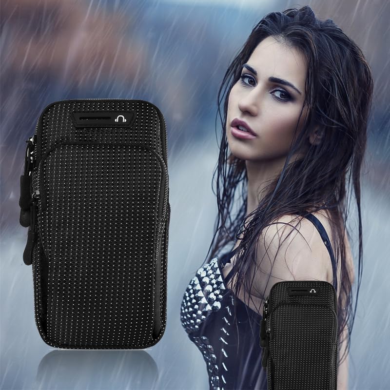 Sports Armband Phone Holder Sweatproof Large Capacity Arm Band for Jogging Running Walking Smart Phone Holder Armband (Black)