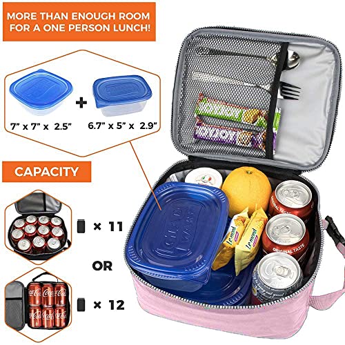 ZM-YOUTOO Lunch Box for Men - Reusable Lunch Bag Men Adult Women- Insulated Small LunchBox (Pink) - color: Pink