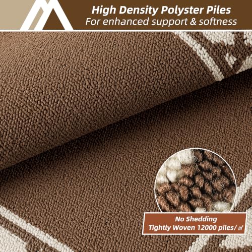 COSY HOMEER Washable Kitchen Rugs Sets of 2 Non-Slip Kitchen Mats,Browm - color: Brown, size: 20"x30" + 20"x48"