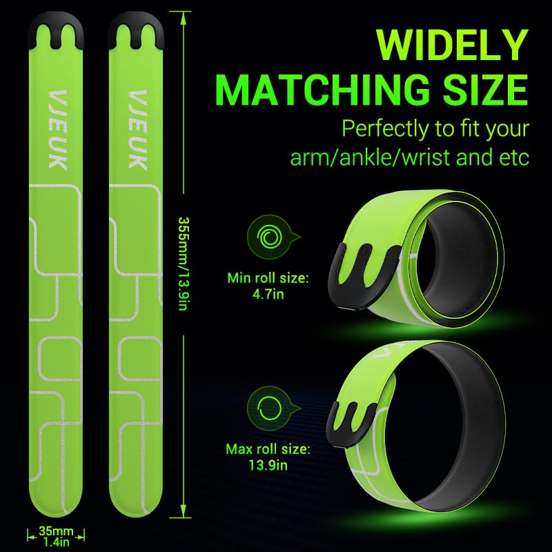 2 Pack LED Armband Running Lights with Reflective Gear, Rechargeable LED Wristband Lights for Night Safety, Light Up Armbands for Runners, Joggers, Walkers