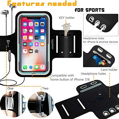 Arm Phone Holder for Running, Universal Cellphone Armband for iPhone 15 14 13 12 11 Pro/XR/XS/X/SE/8/7/6s/6, A/S/J, Up to 6.1’’, Sport Armband for Gym, Sports, Workout-Black