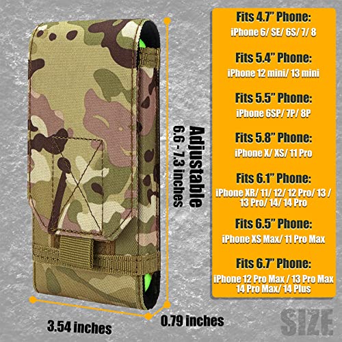Tactical Molle Phone Holster Pouch, Universal Belt Waist Bag for iPhone 18 Pro Max/17 Pro/17/16 Pro Max/15 Pro Max/14 Pro Max/13, Samsung S26 Ultra/S25/S24, Size L - color: Camo(1 Pack)