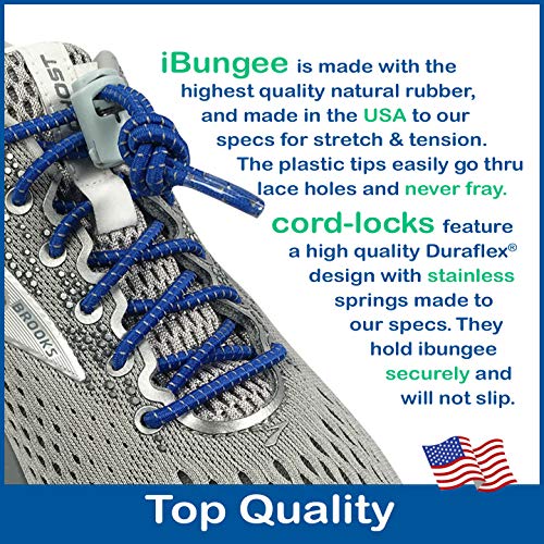 IBUNGEE LACES (Elastic No Tie Shoelaces (Made in the USA) - color: Royal Blue Reflective, size: 22-inch
