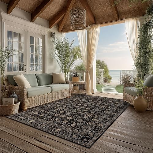 Ruaruarug Washable Area Rug 4×6 for Living Room, Ultra Soft, Black Gold - color: Black Gold, size: 4' x 6' (Rectangular)