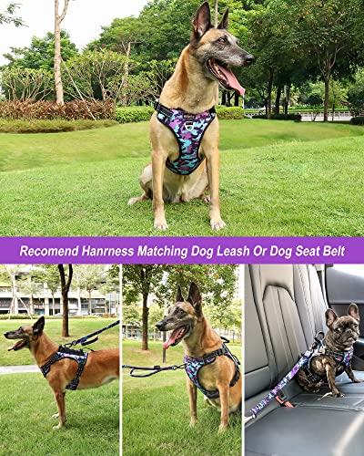 Tactical Dog Harness No Pull,Service Dog Vest with Handle,Purple Camo, XL - color: Purple Camo, size: XL(Neck: 22''-29.5'',Chest:25''-40''）