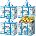 BALEINE Insulated Reusable Grocery Bags with Zippered Top, Large Cooler Bag - color: Island Breeze, size: 4 Pack