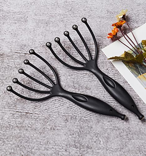 Head Massager,Protable Handheld SPA Scalp Massage Tool for Deep Relaxation & Stress Reduction Wet and Dry in The Office Home SPA (2-Pack) (Black Black) - color: Black Black