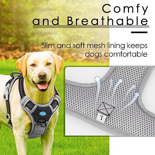 ThinkPet No Pull Harness for Small Medium Large Dogs, Reflective Padded Vest with Handle, Adjustable Star Style - color: Bright Black, size: S(Chest:14"-22")