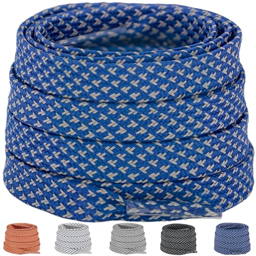 9mm Flat Reflective Shoe Laces for Hiking Running Sneakers - color: Blue, size: 47in/120cm