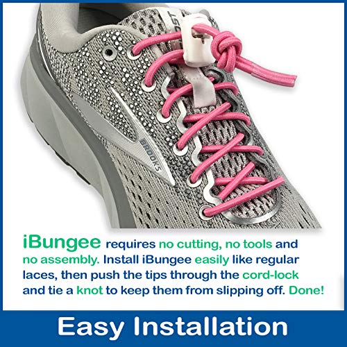 IBUNGEE LACES (Elastic No Tie Shoelaces (Made in the USA) - color: Pink, size: 22-inch