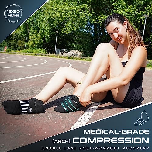 Rahhint Running Ankle socks Coolmax Moisture Wicking & Breathable Cushioned - color: Black, size: Medium