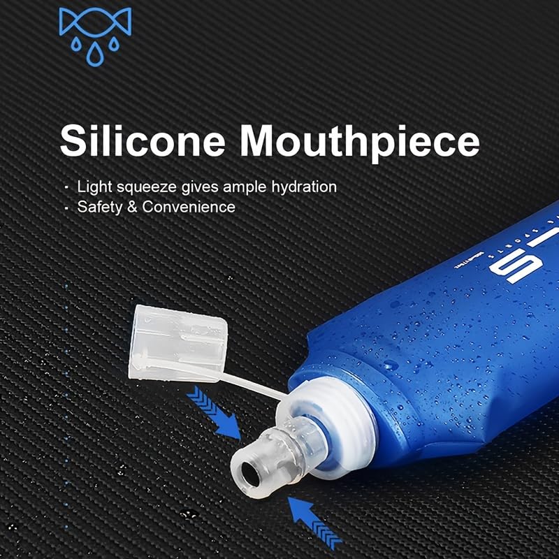 250ml/500ml Soft Flask Water Bottle, Foldable Sports Water Bottle with Silicone Mouthpiece, Lightweight Portable Hydration Pack Bottle for Running, Hiking, Cycling, Marathon,& Outdoor Fitness (250ml) - size: 27 Ounces