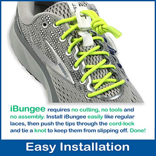 IBUNGEE LACES (Elastic No Tie Shoelaces (Made in the USA) - color: Neon Yellow, size: 22-inch