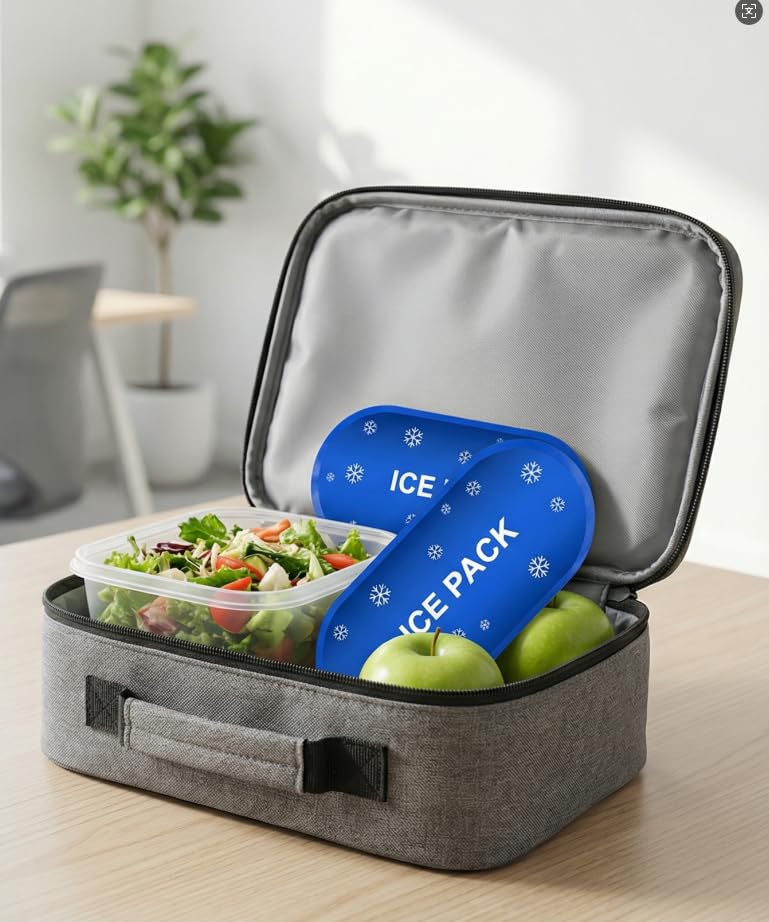 Saugnlsb Reusable Lunch Bag Ice Pack, 8.3“ x 4.1” Freezable Gel Packs for Travel, Medicine, and Food Storage Cooling (2-Pack, Blue)