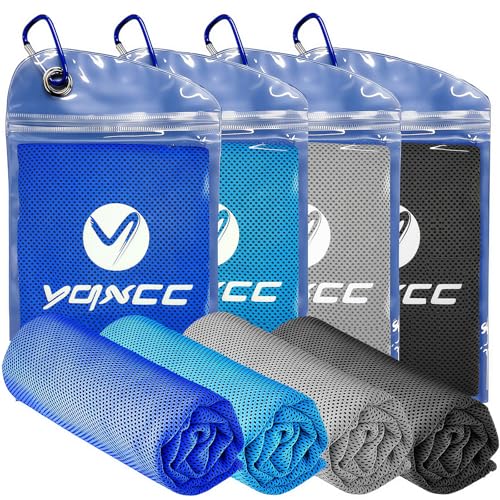 YQXCC 4 Pack Cooling Towels, 40"x12", Ice Cool Towels for Neck & Face - color: Dark Blue, Light Blue, Dark Gray, Light Gray