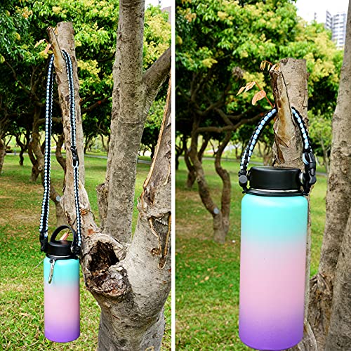 Wongeto Paracord Handle Carrier Holder with Shoulder Strap,Compatible with Hydro Flask Wide Mouth Water Bottles - color: Sky Blue